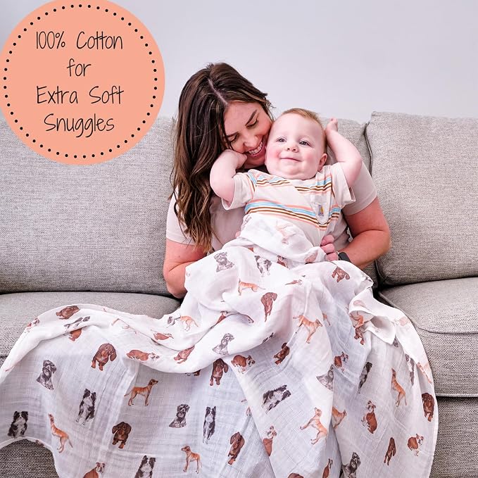 LollyBanks Swaddle Blanket, 100% Cotton Muslin Swaddle Blankets, Neutral - Image 2