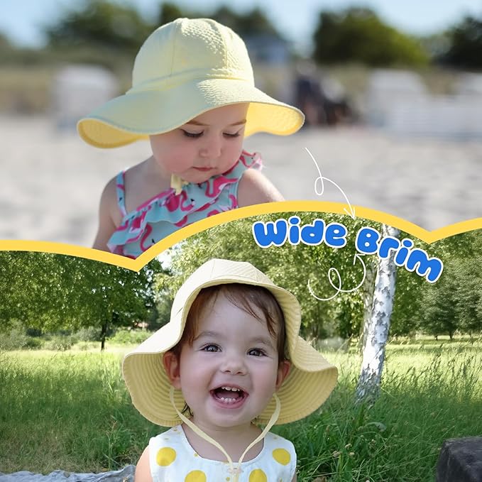 HONGTEYA Baby Sun Hat Toddler Girl Beach Hat Adjustable Outdoor Summer Hat UPF - Image 4