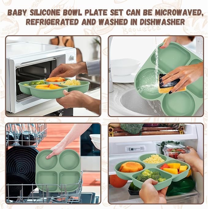 Silicone Baby Feeding Set, Baby Led Weaning Supplies, Baby Food Tableware - Image 6