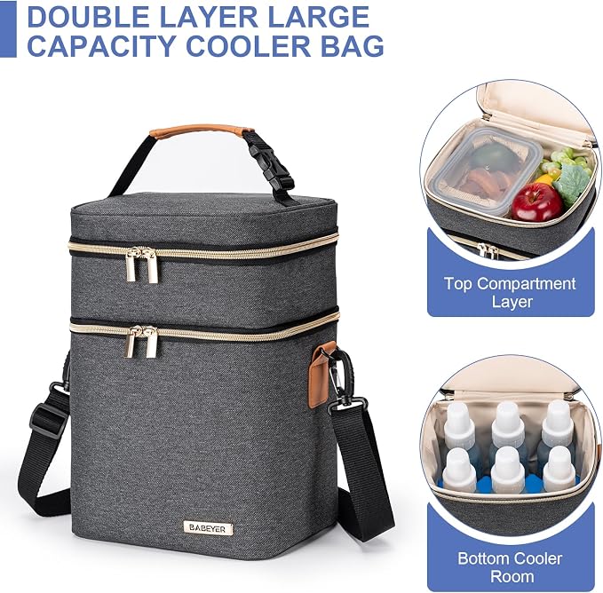 Breastmilk Cooler Bag with Ice Pack Fits 6 Baby Bottles Up to 9 Ounce - Image 2