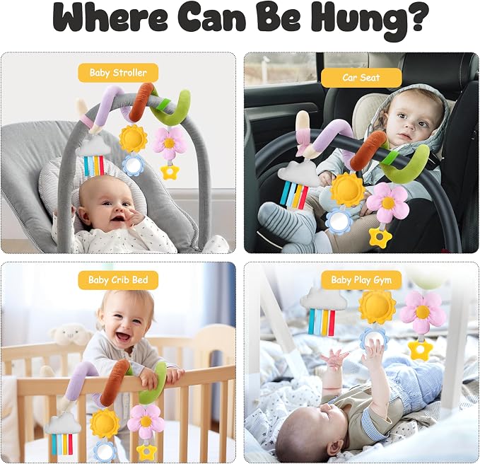 Stuffed Spiral Baby Car Seat Toys, Best Newborn, Soft Infant Essentials Must - Image 6