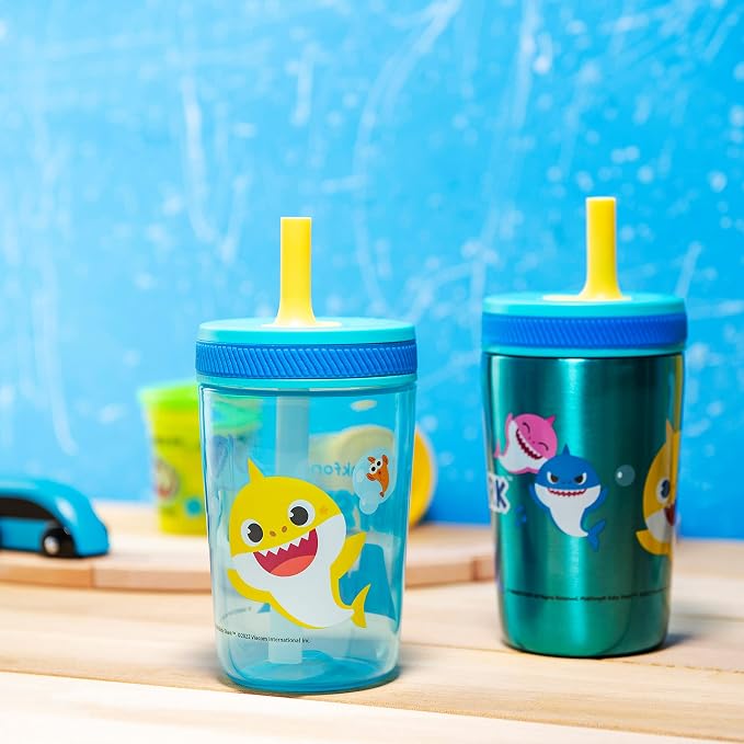 Zak Designs Baby Shark Kelso Tumbler Set, Leak-Proof Screw-On Lid - Image 16