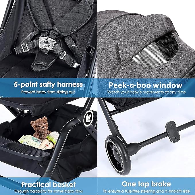 Lightweight Baby Stroller, Compact Travel Stroller - Image 5