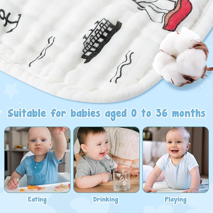 Zainpe 6Pcs Snap Muslin Cotton Baby Bibs Summer Ice Cream Pattern Infants Drool - Image 4