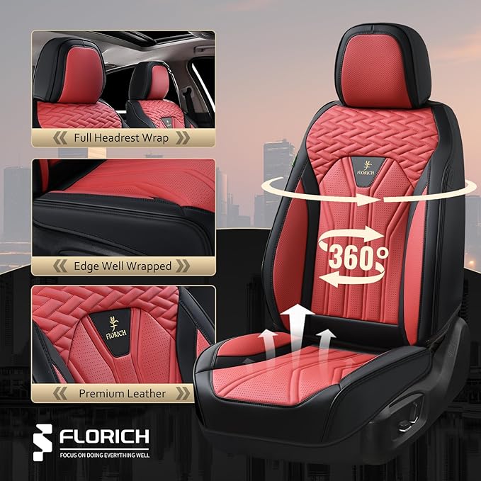 FLORICH Leather Seat Covers, Car Seat Covers Full Set, Car Seat Protectors 5 - Image 5