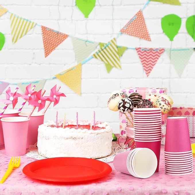 URATOT 60 Pieces 9 Ounce Pink Paper Cups Gradient Color Disposable Coffee Party - Image 6
