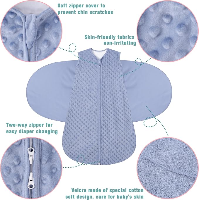 Fleece Newborn Sleep Sack Baby Swaddle, 3-Way Adjustable Wearable Blanket - Image 4