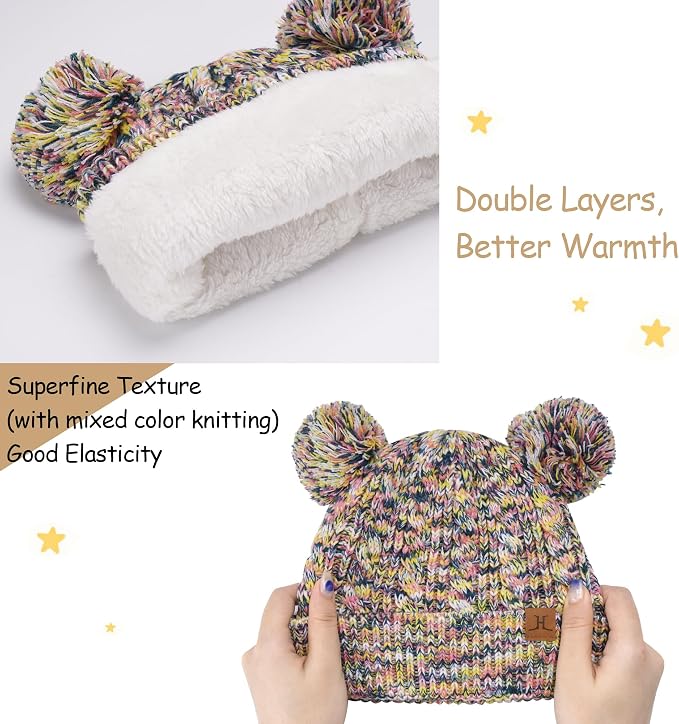 Kids Toddlers Winter Beanie Hats Gloves Neck Scarf Set Mittens Gifts - Image 2