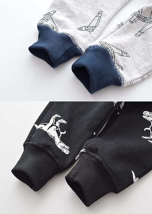 HUAER& Baby Boy's Jogger Pants Dinosaur Car Animal Print Drawstring Elastic - Image 6