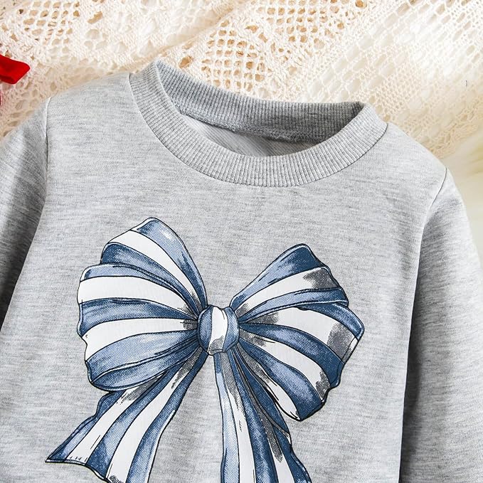 Baby Girl Clothes Long Sleeve Fall Outfits Toddler Sweatsuit Striped Flare Pants - Image 2