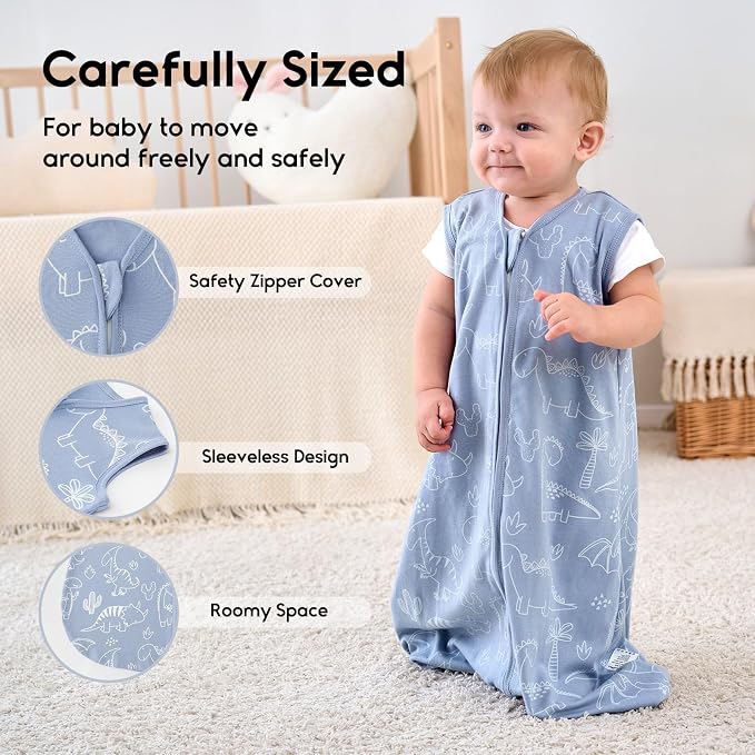 Yoofoss Baby Sleep Sack 0-6 Months 0.5 Tog Wearable Blanket - Image 3