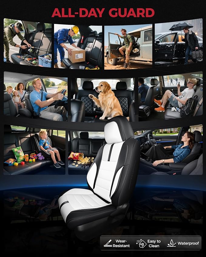 FREESOO Black White Car Seat Covers Full Set - Image 4