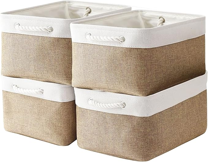 Storage Basket Fabric Sturdy Canvas Storage Bins Organizer by Sacyic