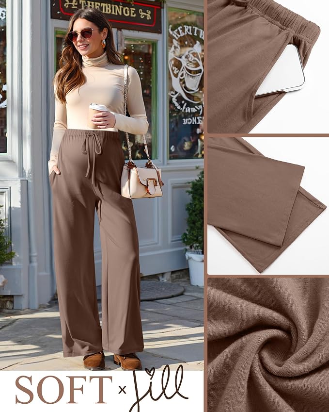 3 Pack Maternity Pants for Women Over The Belly Lounge Work Pregnancy Pants - Image 4