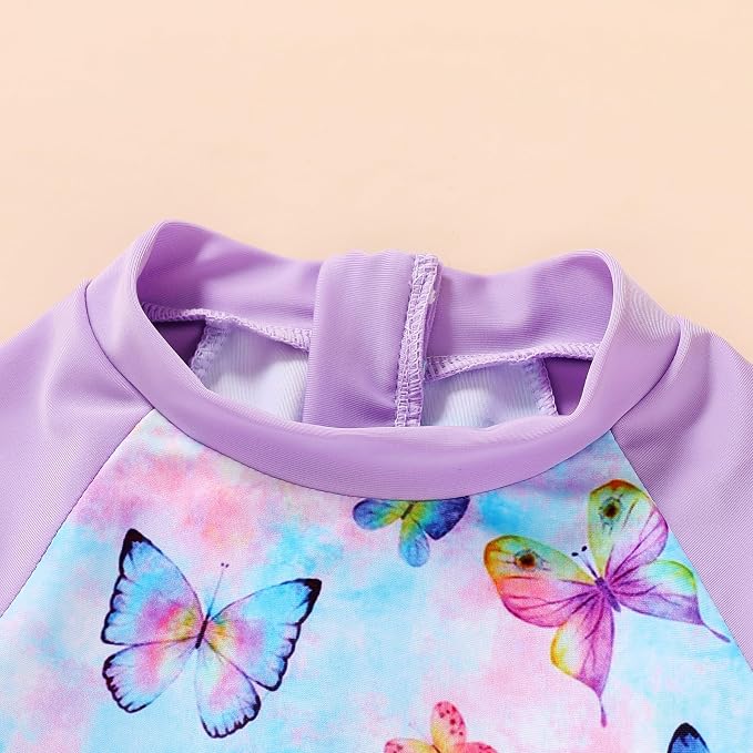 Infant Baby Girl Swimsuit One-Piece Long Sleeve Rash Guard - Image 5