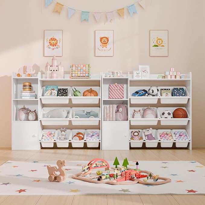 White Toy Storage Organizer, Toy Organizers and Storage Bins, Toy Storage Shelf - Image 3