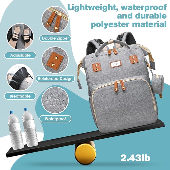 Diaper Bag Backpack, Large Waterproof Lightweight Diaper Bag - Image 6