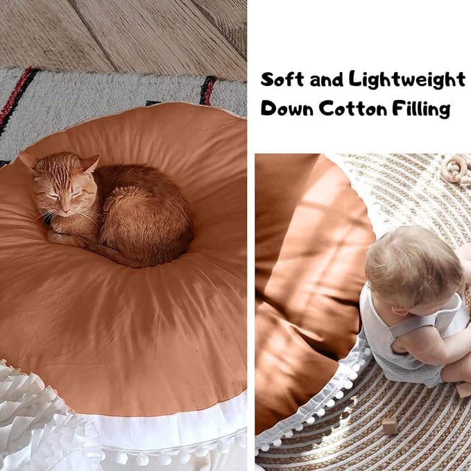 Large Floor Pillow Kids Round Floor Cushion Seating, 35 inches Big Circle Pillow - Image 3