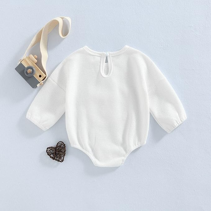 Douhoow Cute Baby Sweatshirt Romper Waffle Knit Baby Clothes Infant Girl Boy - Image 6