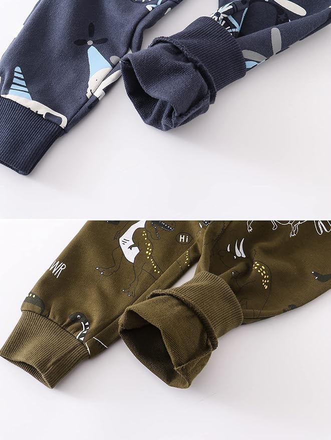 HUAER& Baby Boy's Jogger Pants Dinosaur Car Animal Print Drawstring Elastic - Image 6