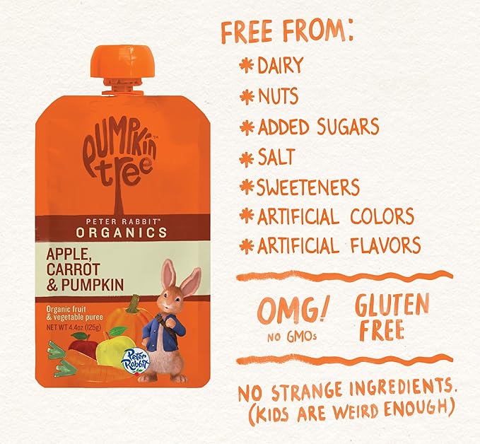 Pumpkin Tree Peter Rabbit Organics Apple, Carrot and Pumpkin Puree, 4.4 Ounce - Image 4