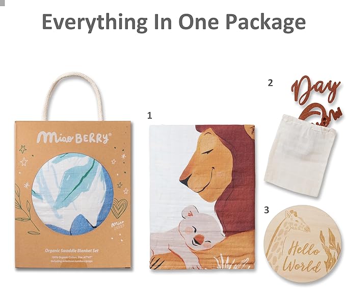 Miaoberry Safari Baby Milestone Blanket, Africa Jungle Theme Monthly Photo - Image 3