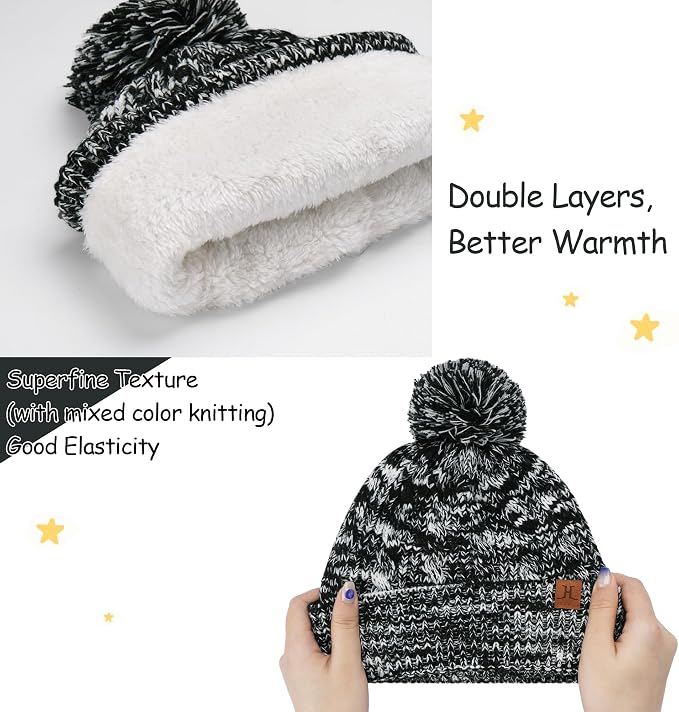 Kids Toddlers Winter Beanie Hats Gloves Neck Scarf Set Mittens Gifts - Image 2
