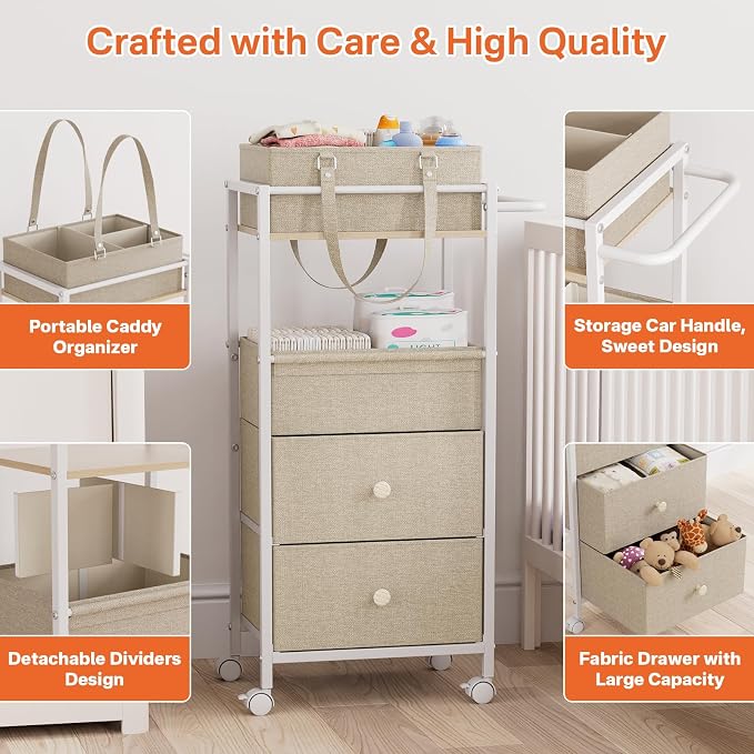 Baby Diaper Caddy Organizer Cart - Image 4
