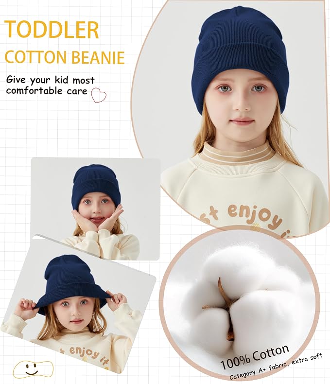 ROYBENS 100% Cotton Baby Beanie Cute Toddler Winter Hat Boys Girls Kids Soft - Image 4