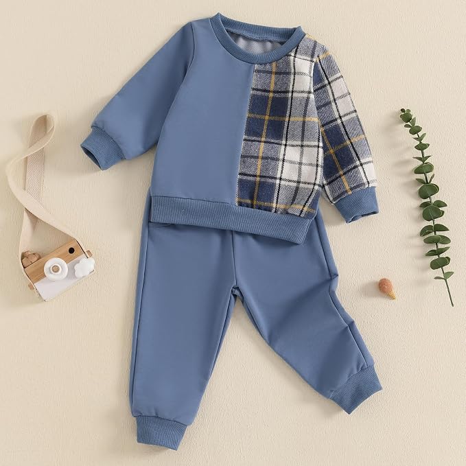 Toddler Baby Boy Fall Outfits Long Sleeve Crew Neck Pullover Sweatshirt + - Image 2