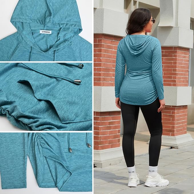GINKANA Maternity Hoodie Long Sleeves Shirts Casual Maternity Top Pregnancy - Image 6