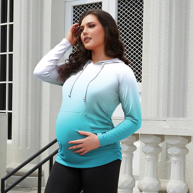 GINKANA Maternity Hoodie Long Sleeves Shirts Casual Maternity Top Pregnancy - Image 2