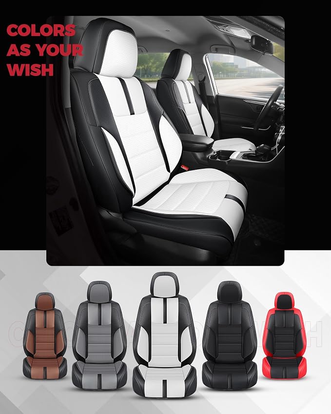 FREESOO Black White Front Car Seat Covers - Image 7