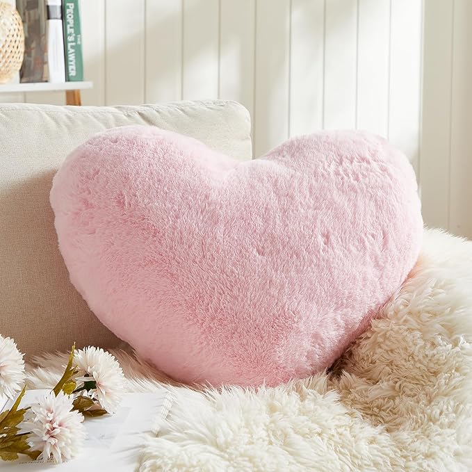 EastTree Heart Pillows, Light Pink Heart Shaped Pillows, Ultra Soft Extra-Large by EastTreeHomeGuide