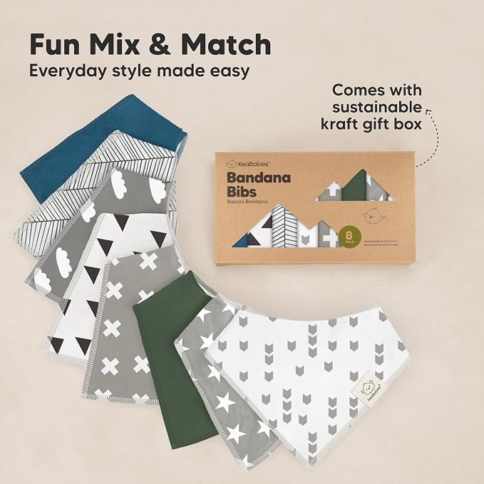 8-Pack Organic Baby Bandana Bibs - Image 9