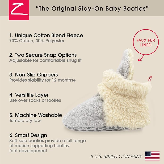 Zutano Unisex Fleece Baby Booties, Two Snap Closure, Newborn to 24 Months - Image 3