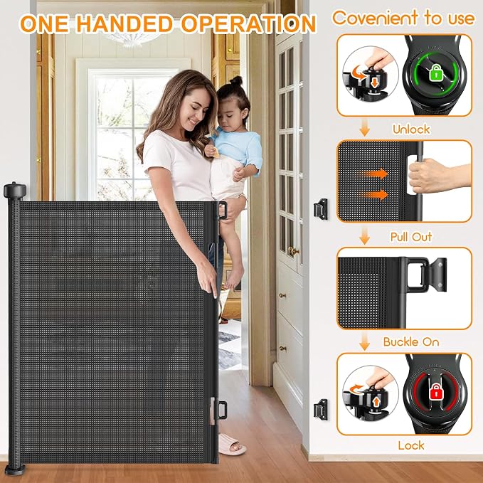 71 Inch Retractable Baby Gates Extra Wide, 41 Inch Reinforced Extra Tall Gate - Image 5