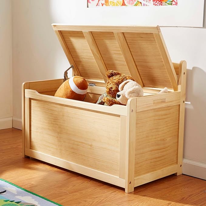 Melissa & Doug Toy Chest, Wooden Toy Storage Box - Image 8