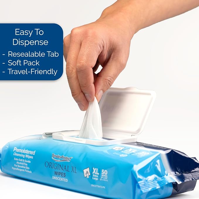 TenderProtect® Original XL Premium Adult Wipes, Extra-Large 9"x12" Wet Wipes - Image 7