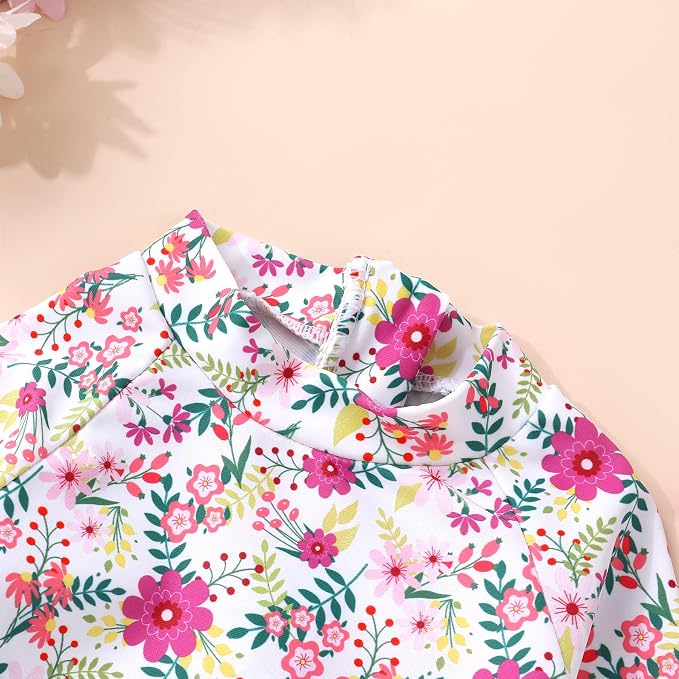 Infant Baby Girl Swimsuit One-Piece Long Sleeve Rash Guard - Image 5