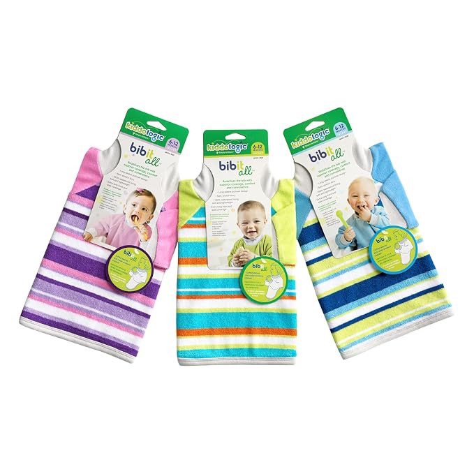 Kiddologic Bibit-all Baby Feeding Bib, Long Sleeves, Ribbed Cuffs, High Collar - Image 6