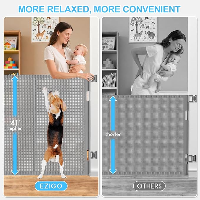 196 Inch Retractable Baby Gates Extra Wide, 41 Inch Reinforced Extra Tall Gate - Image 3