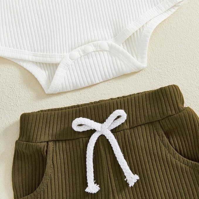 fhutpw Baby Boy Clothes 3 6 12 18 Months Ribbed Knitted Long Sleeve Romper and - Image 6