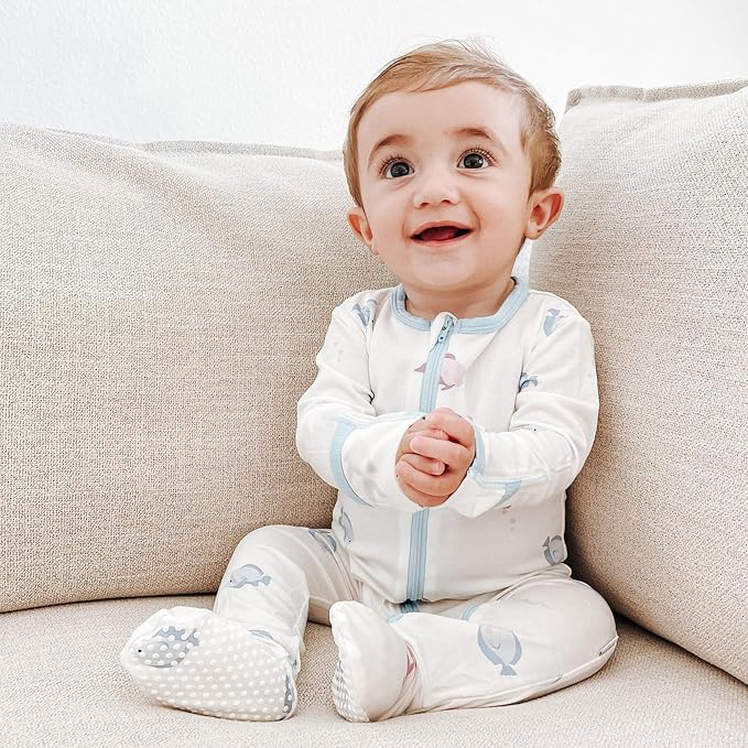 Bamboo Little Soft Baby Footie Pajamas, Baby Clothes, Newborn Sleepers - Image 7