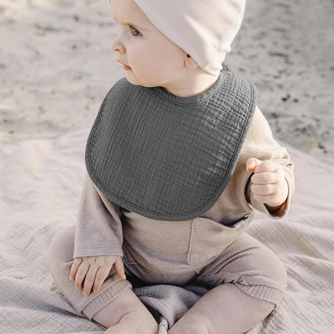 Konssy 10-Pack Muslin Baby Bibs, Soft Cotton Bandana Bibs - Image 6