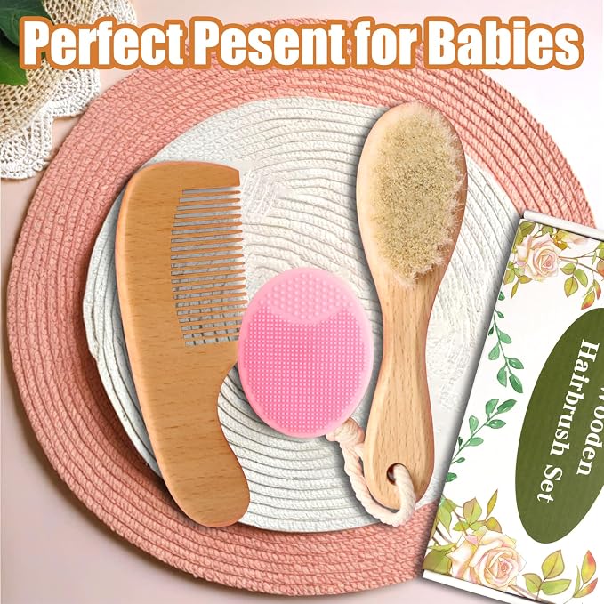 Wooden Baby Hair Brush and Comb Set - Image 7