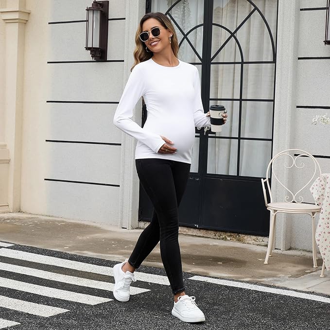 GINKANA Maternity Workout Tops Long Sleeve Pregnancy Yoga Shirts - Image 4