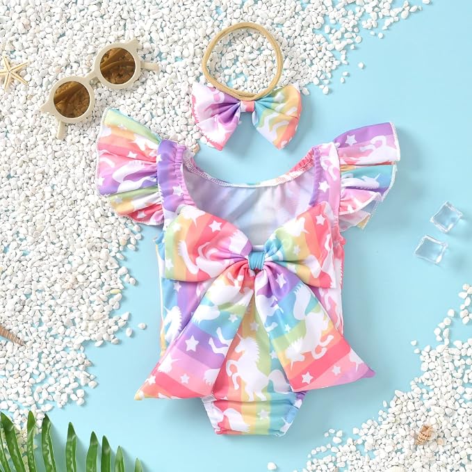 Toddler Girl Baby Ruffles Mermaid Fish Scale Swimsuit One Piece Swimwear - Image 7