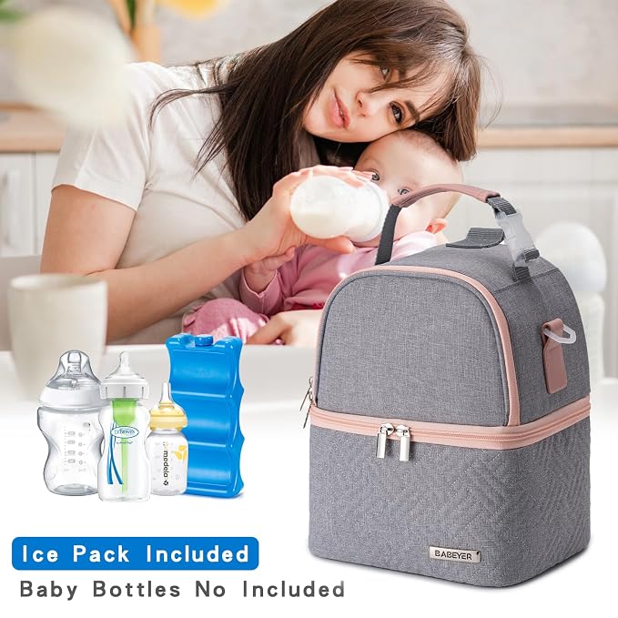 Breastmilk Cooler Bag with Ice Pack Fits 6 Baby Bottles up to 9 Ounce, Breast - Image 6