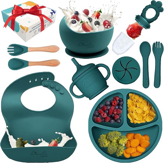 Silicone Baby Feeding Set – 10 Pcs Baby Led Weaning Supplies & Self Feeding Kit by Unknown